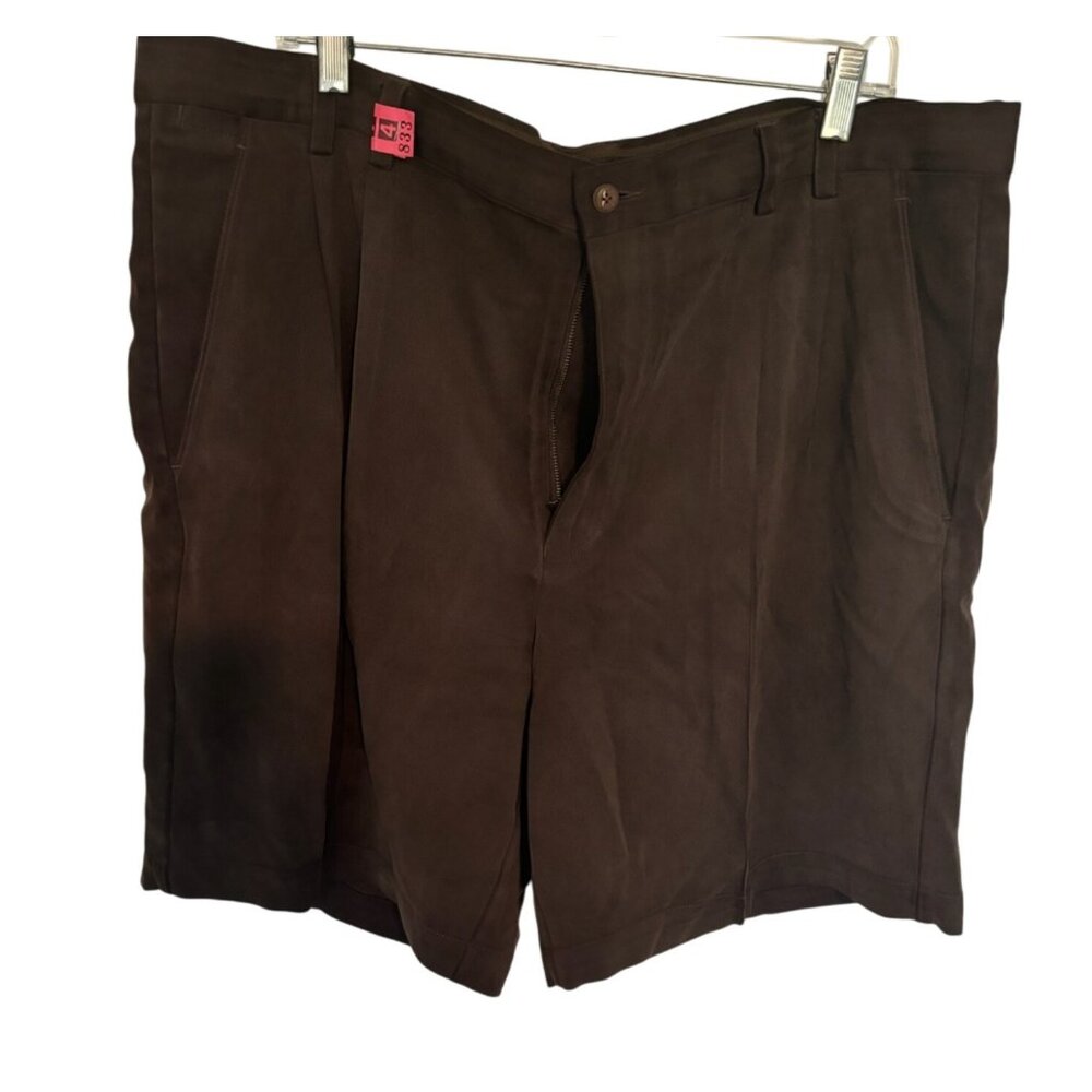 Tommy Bahama Mens Pleated Silk Brown Shorts Size 40